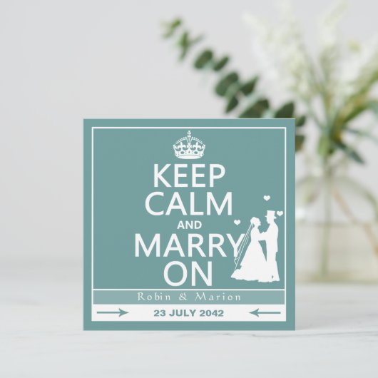 Kalm houden en trouwen aan - Bride en Groom Kaart (Staand voorkant)