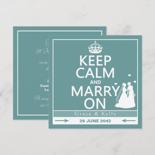 Kalm houden en trouwen op het Lesbische huwelijk Kaart (Voorkant / Achterkant)