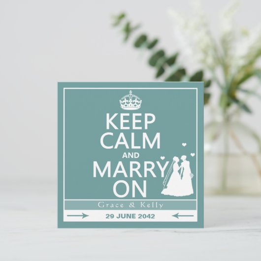 Kalm houden en trouwen op het Lesbische huwelijk Kaart (Staand voorkant)