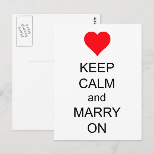 Kalm houden en trouwen op rood hart briefkaart (Voorkant / Achterkant)