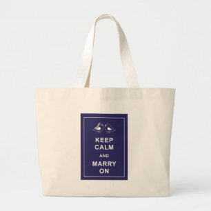 Kalm houden en trouwen op vogels grote tote bag