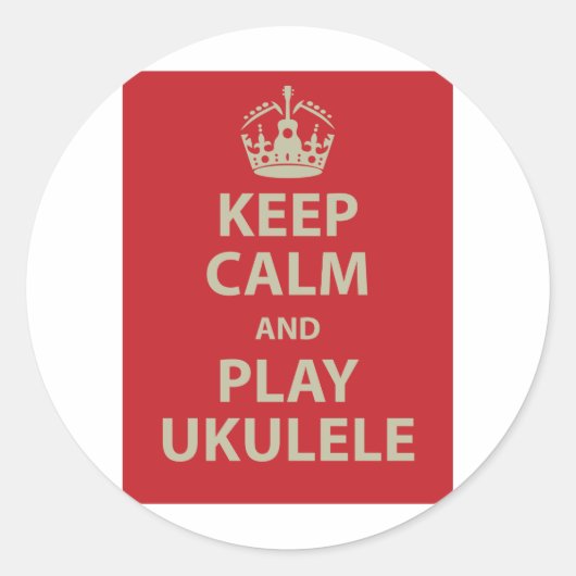 Kalm houden en Ukulele afspelen Ronde Sticker (Voorkant)