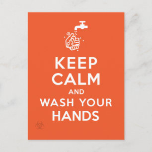 Kalm houden en uw handen wassen briefkaart