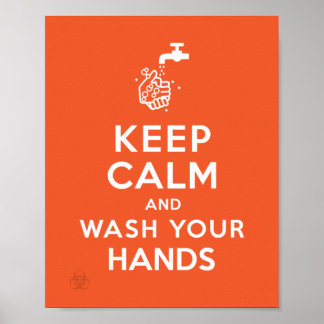 "Kalm houden en uw handen wassen" Poster