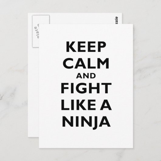 Kalm houden en vechten als een Ninja Briefkaart (Voorkant / Achterkant)