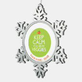 Kalm houden en Veggies 2 kweken Tin Sneeuwvlok Ornament (Rechts)