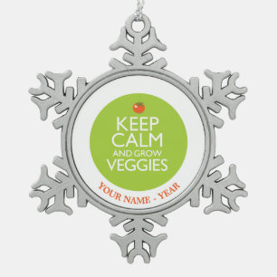 Kalm houden en Veggies 2 kweken Tin Sneeuwvlok Ornament