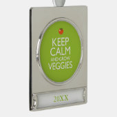 Kalm houden en Veggies kweken Verzilverd Banner Ornament (Rechts)