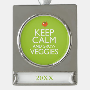 Kalm houden en Veggies kweken Verzilverd Banner Ornament