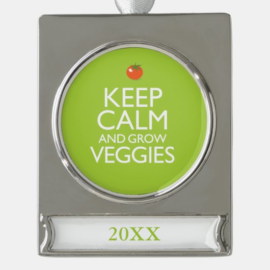 Kalm houden en Veggies kweken Verzilverd Banner Ornament (Voorkant)