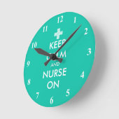 Kalm houden en verpleegster op aangepaste wandklok (Hoek)