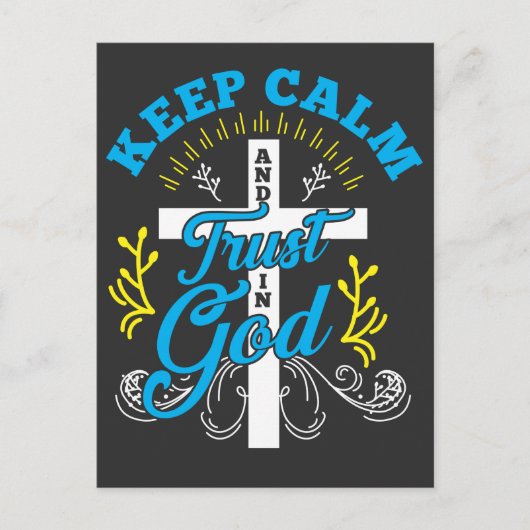 Kalm houden en vertrouwen in God Cross Briefkaart (Voorkant)