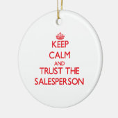 Kalm houden en vertrouwen op de verkoper keramisch ornament (Links)