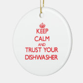 Kalm houden en vertrouwen op je wasmachine keramisch ornament (Links)