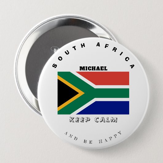Kalm houden en vlag Zuid-Afrika Ronde Button 4,0 Cm (Voorkant /achterkant)
