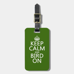 Kalm houden en vogel aan bagagelabel