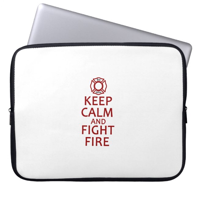 Kalm houden en vuur houden laptop sleeve (Voorkant)