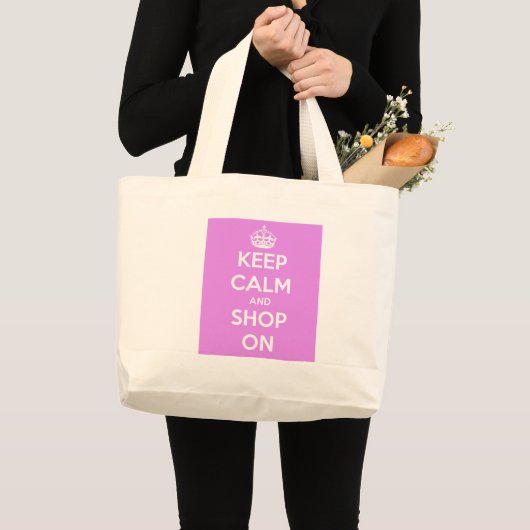 Kalm houden en winkelen in roze grote tote bag (Voorkant (product))