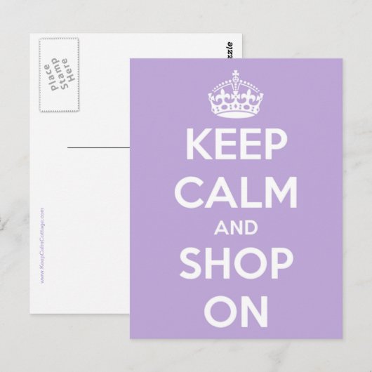 Kalm houden en winkelen op lavender briefkaart (Voorkant / Achterkant)