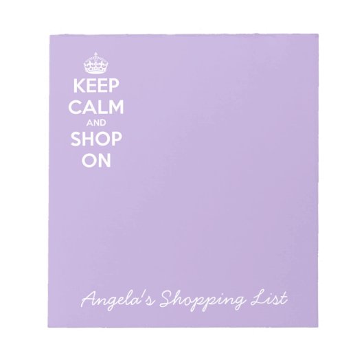 Kalm houden en winkelen op lavender notitieblok (Voorkant)