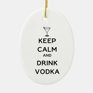 Kalm houden en wodka Drinken met aangepaste tekst Keramisch Ornament