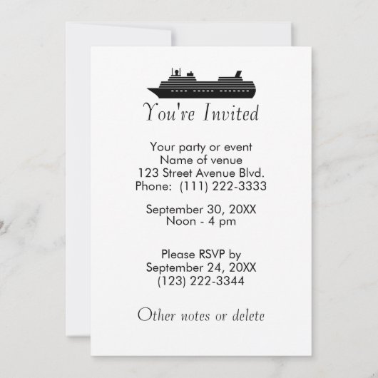 Kalm houden en zeilen bij cruise Ship Custom Kaart (Achterkant)