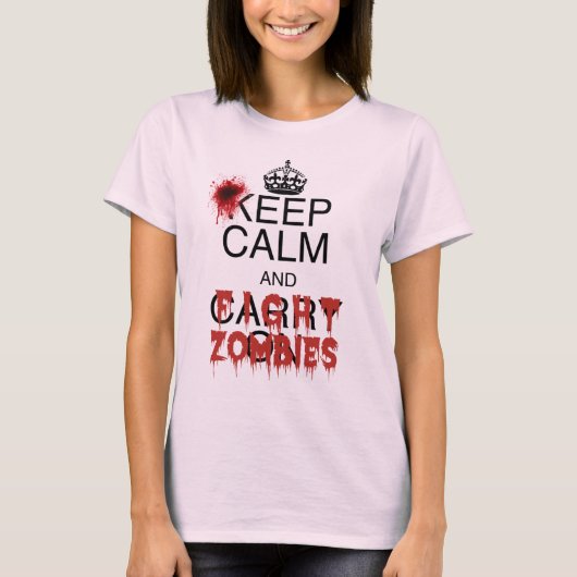 Kalm houden en Zombies bestrijden T-shirt (Voorkant)