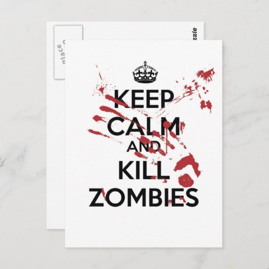 Kalm houden en Zombies doden Briefkaart (Voorkant / Achterkant)