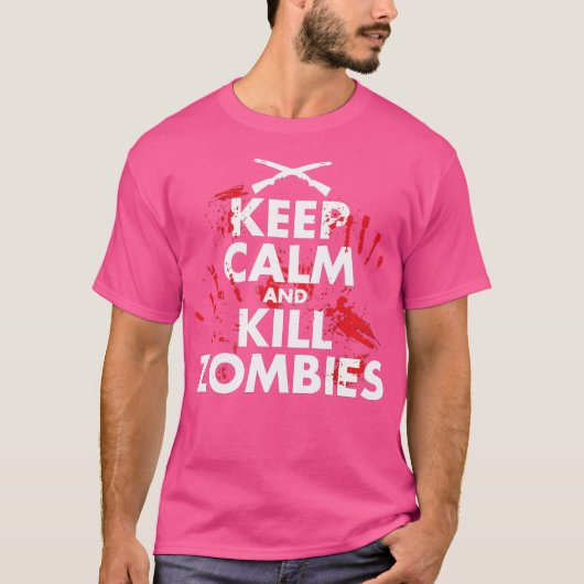 Kalm houden en Zombies doden T-shirt (Voorkant)