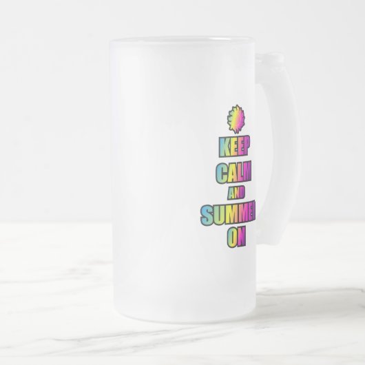 Kalm houden en zomer aan matglas bierpul (Voorkant rechts)