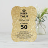 Kalm houden Glitter Milestone Birthday Party nodig Kaart (Staand voorkant)