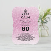 Kalm houden Glitter Milestone Birthday Party nodig Kaart (Staand voorkant)