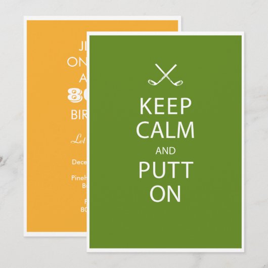 Kalm houden - Golf 80th Birthday Kaart (Voorkant / Achterkant)