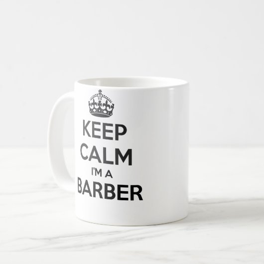 Kalm houden Ik ben Barber White Mok (Voorkant links)