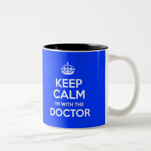 Kalm houden Ik ben bij de dokter (met kroon) Tweekleurige Koffiemok