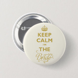 Kalm houden Ik ben de Bride Funny Wedding Name Tag Ronde Button 5,7 Cm