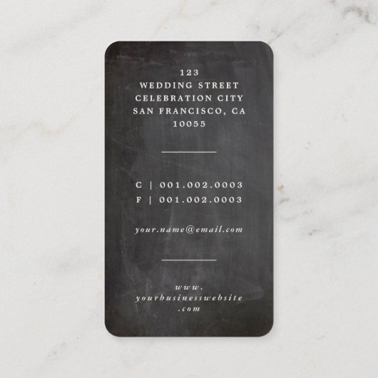 Kalm houden Ik ben de bruiloft-planner Funny Chalk Visitekaartje (Achterkant)