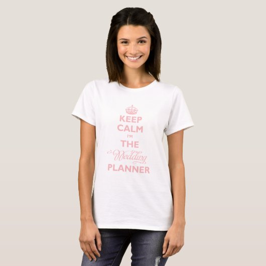 Kalm houden Ik ben de bruiloft Planner Pink Text F T-shirt (Voorkant volledig)