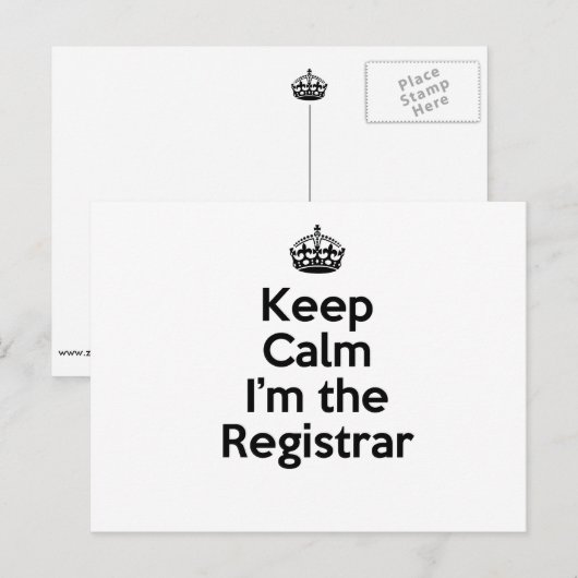 Kalm houden Ik ben de Registrar Briefkaart (Voorkant / Achterkant)