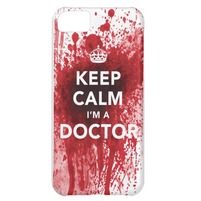 Kalm houden Ik ben dokter Blood-Spatted iPhone 5 H Case-Mate iPhone Hoesje (Achterkant)