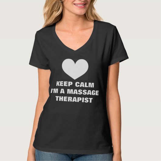 Kalm houden Ik ben een massagetherapeut T shirt (Voorkant)