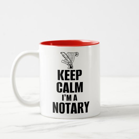 Kalm houden Ik ben een Notarische Quill Pen en Doc Tweekleurige Koffiemok (Links)