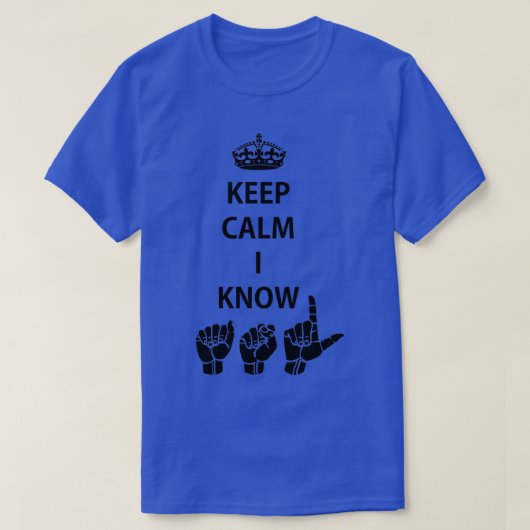 Kalm houden Ik ken ASL American Sign Language Desi T-shirt (Design voorkant)