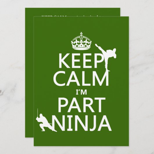 Kalm houden I'm Part Ninja (in elke kleur) Kaart (Voorkant / Achterkant)