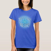 "Kalm houden & Reiki" met Lotus Flower T-Shirt (Voorkant)