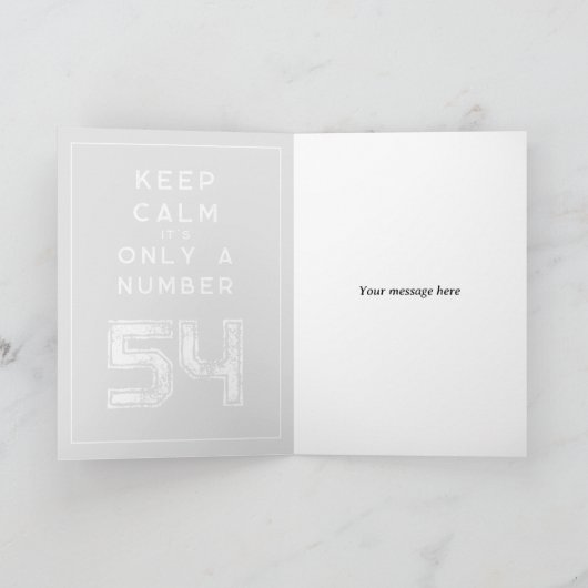 kalm houden tekst aangepast op 54e verjaardag kaart (Binnen)