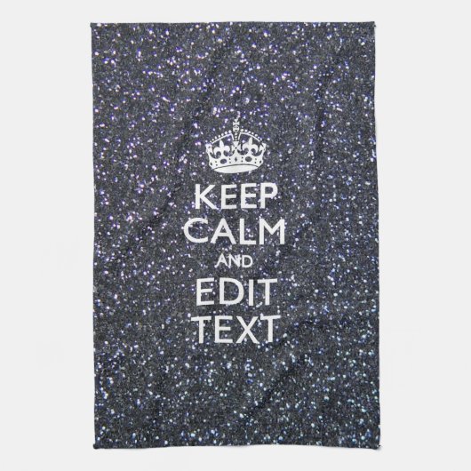 Kalm houden voor Jouw tekst in middernacht stijl Theedoek (Verticaal)