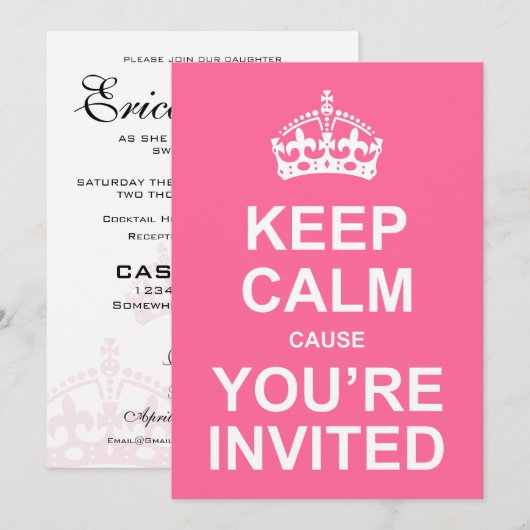 Kalm houden want je bent uitgenodigd op Zoete 16 Kaart (Voorkant / Achterkant)