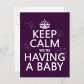 Kalm houden We hebben een Baby (in elke kleur) Aankondigingskaart (Voorkant / Achterkant)