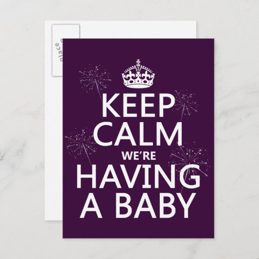 Kalm houden We hebben een Baby (in elke kleur) Aankondigingskaart (Voorkant / Achterkant)